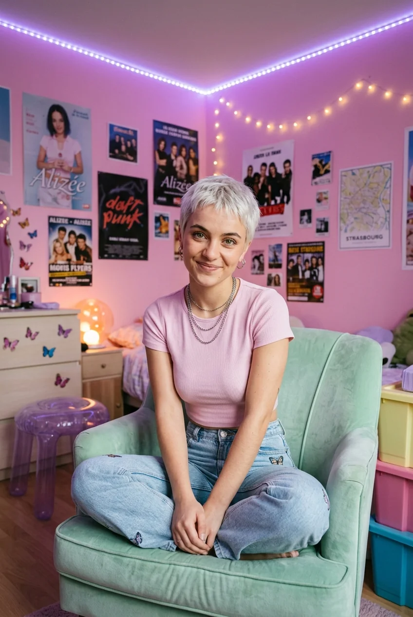 Amélie, ta blondinette sportive de Strasbourg pour jouir au tel — portrait Pastel Acidulé Y2K